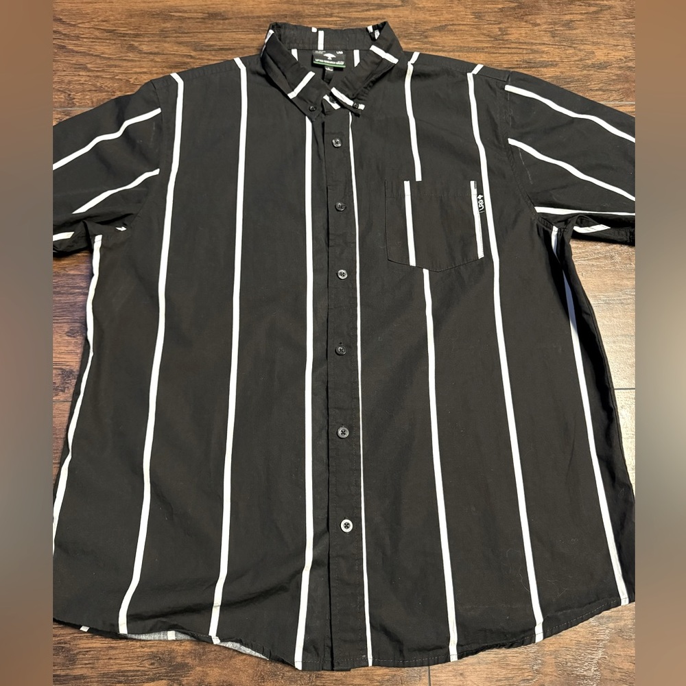 Y2K LRG Lifted Research Group Button Up Shirt Men Size Large Short Sleeve Rare